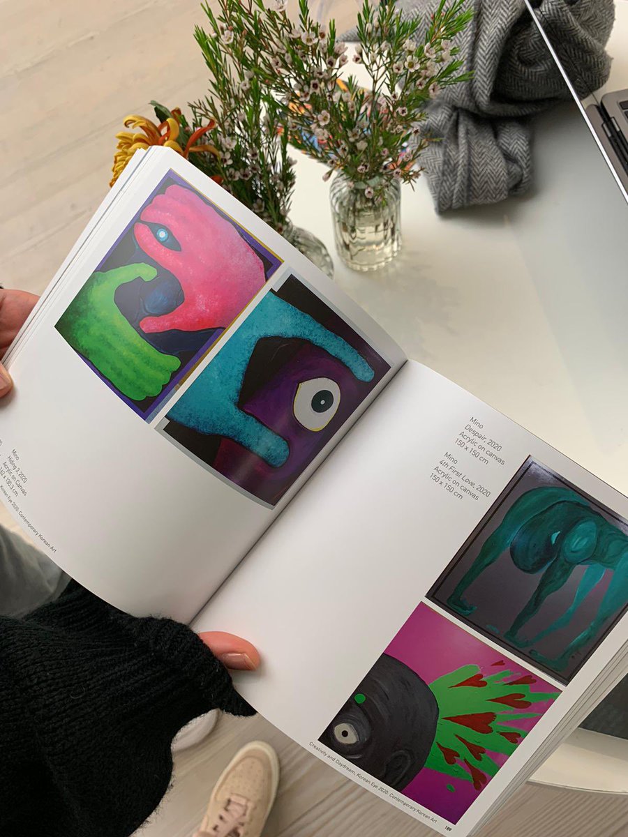 escapealaska's tweet photo. Finally went to see Mino’s artworks today at the Saatchi Gallery ✨ so proud of him!! They all looked amazing in real life, and he even got featured in the display book as well 💙 https://t.co/79AIw7XVoo