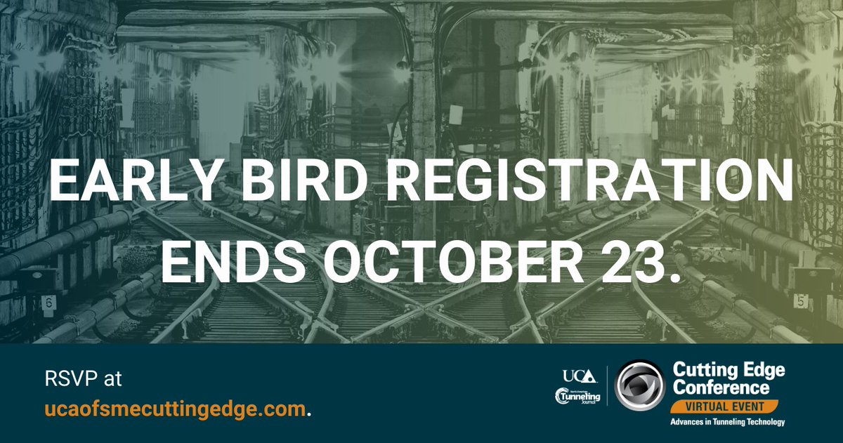 Our #CuttingEdge2020 virtual conference beginning November 10 is bringing you high-level discussions on the latest trends &amp; techniques being used today on tunneling projects throughout the world.

Learn more &amp; get your ticket here: ucaofsmecuttingedge.com/.../agenda/sch…
ucaofsmecuttingedge.com/index.cfm/conf…