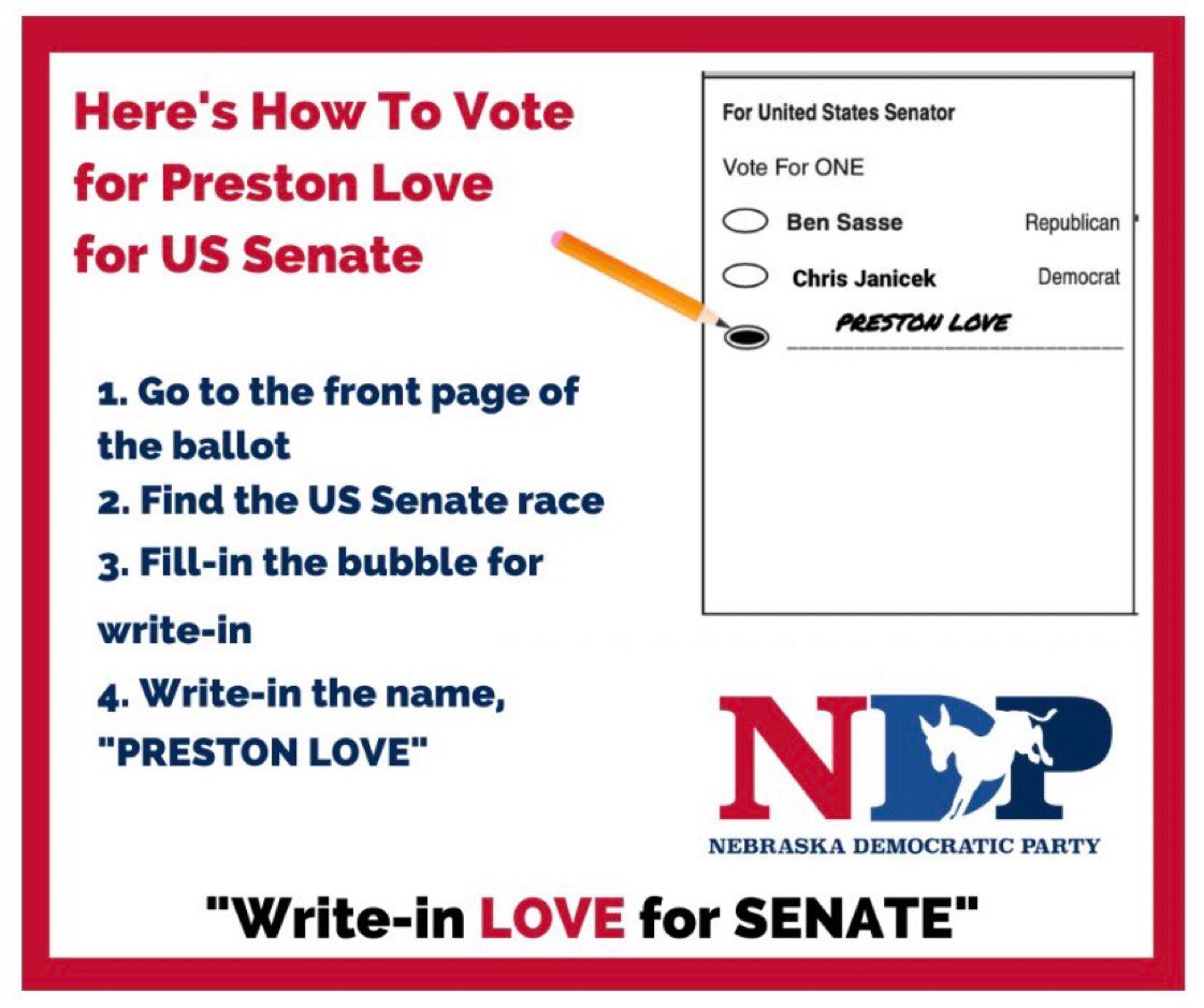 travelchica67's tweet photo. @riotwomennn @OWHnews @BenSasse @NEGOP @RVAT2020 Please help spread the word . @prestonlovejr is the write in candidate who can unseat @SenSasse #WriteInLove #ne02 @karaforcongress
@NebraskaDems does not support Chris Janicek https://t.co/D8sMPtAMM9