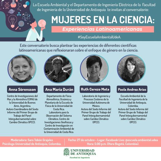 Los invitamos a acompañarnos a este conversario el martes 27 de octubre a las 5 hrs (hora de la CdMx), en el que participará la Dra. Ruth Cerezo Mota, académica del LIPC. En facebook live de la Escuela Ambiental UdeA #MujeresEnLaCiencia #UNAM