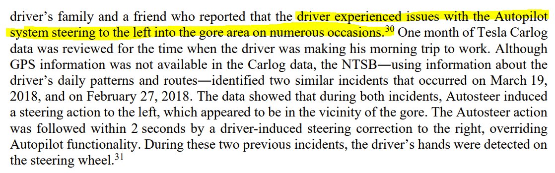 in this case, the Autopilot system repeatedly got confused at this particular left exit. on several previous occasions, the driver noticed Autodrive steering the car to the left, tracking the wrong white line, before he corrected it manually.