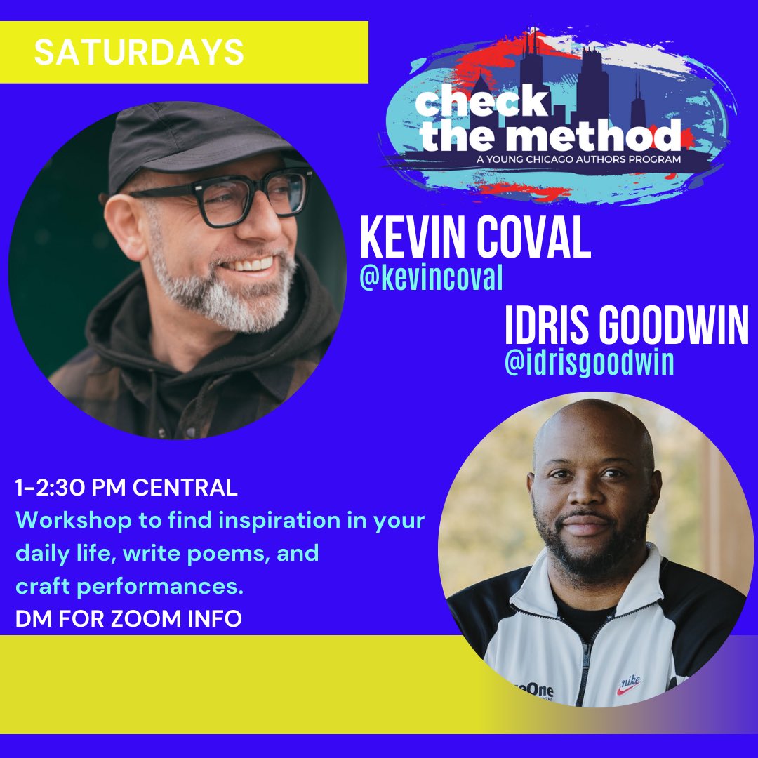 YoungChiAuthors's tweet photo. Do you love to write? Rap? #EmceeWreckshop brings together rappers from all over the city with @ADD2theMC and @defcee 💣#CheckTheMethod Come learn how to find inspiration in your daily life, write poems, and craft performances with @kevincoval @idrisgoodwin 📝⚡️ DM us https://t.co/NUvKbHuRDZ