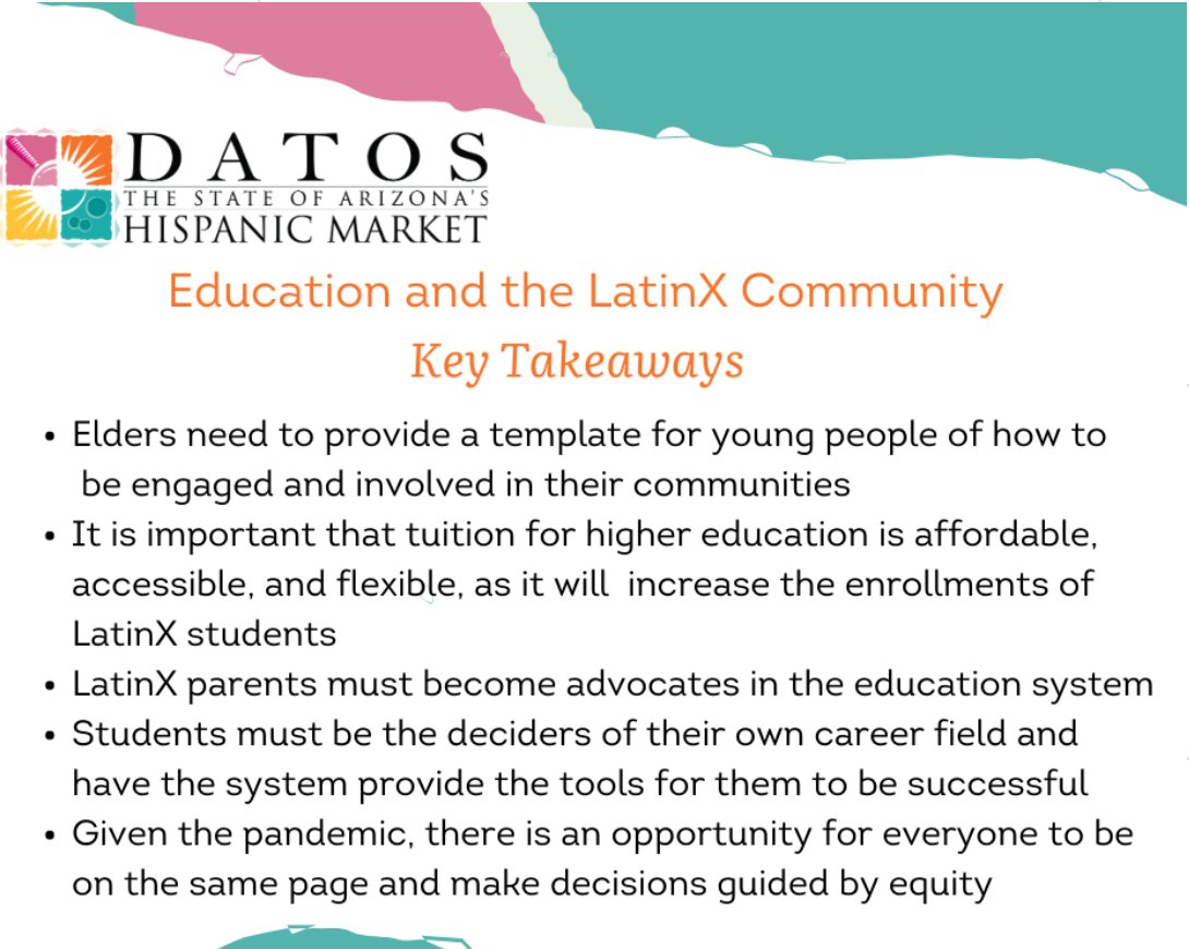 PRSAPhoenix's tweet photo. #DATOS2020 focused on the education system and how it impacts the LatinX community. Here are five #takeaways from yesterday's virtual panel: https://t.co/SGnR8Efyp9