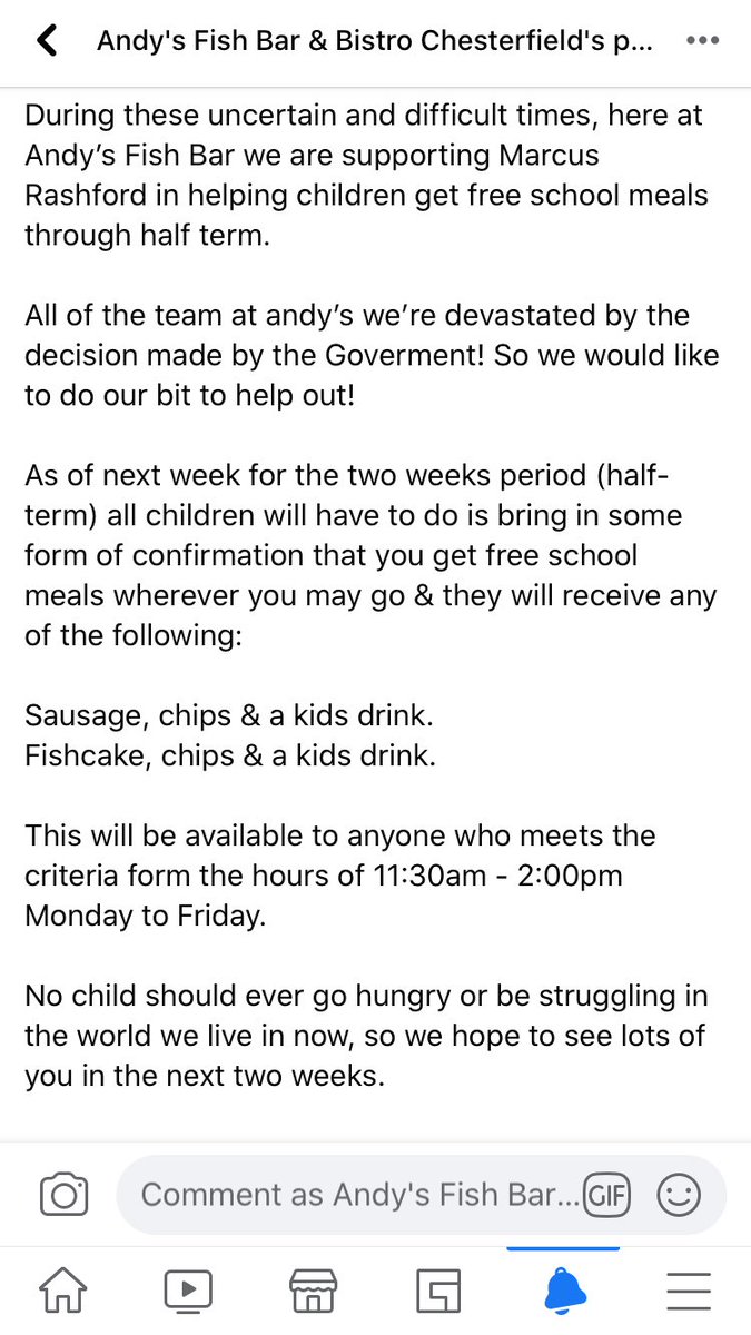 N_Grayson's tweet photo. This is Andy’s Fish Bar in Hasland, please would everybody share! We want to see as many smiles as we can on kids faces next week by giving them a free hot meal and a cold drink! ❤️ 🐟 https://t.co/PMVmzyiACb
