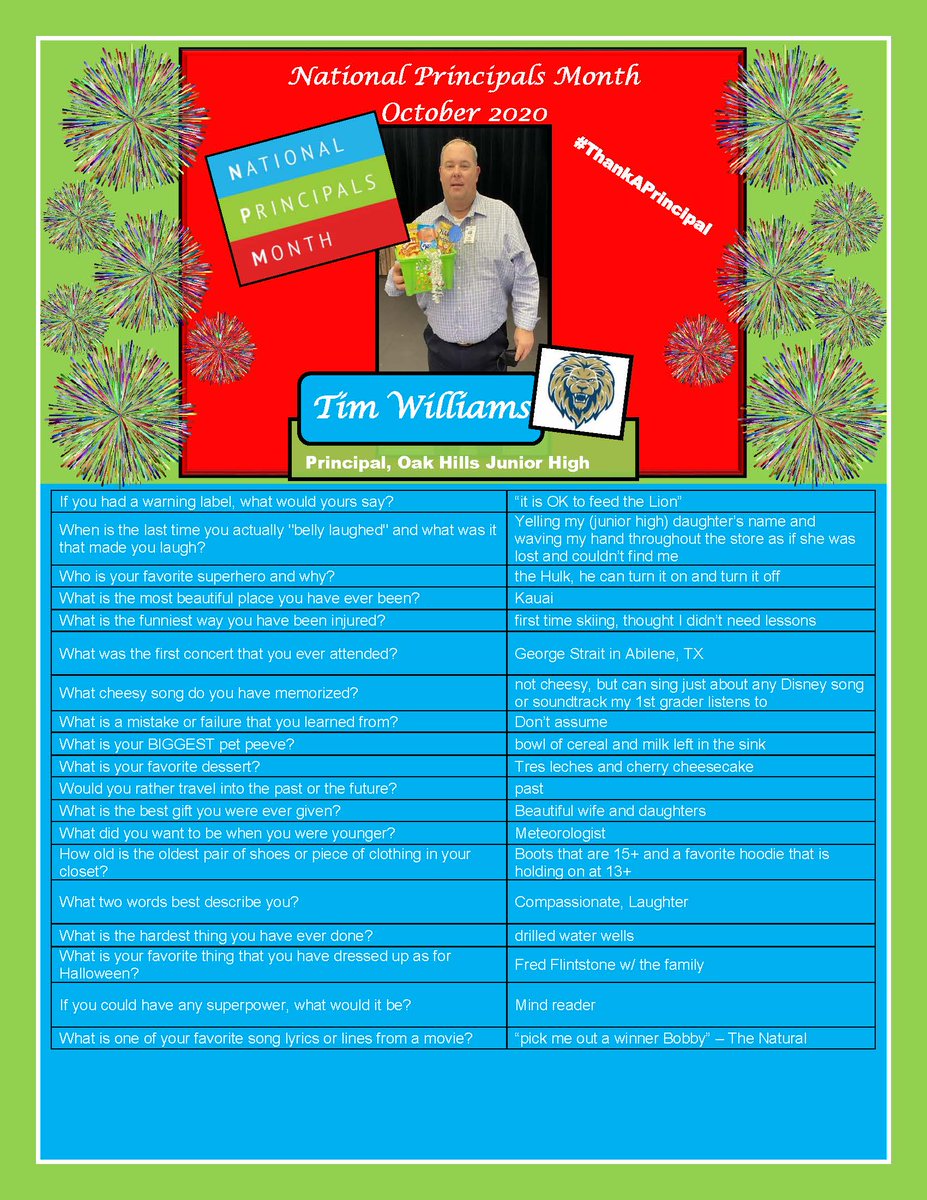 MontgomeryISD's tweet photo. Today we are recognizing Oak Hills Junior High principal, Tim Williams!! https://t.co/mIsy5YiERc