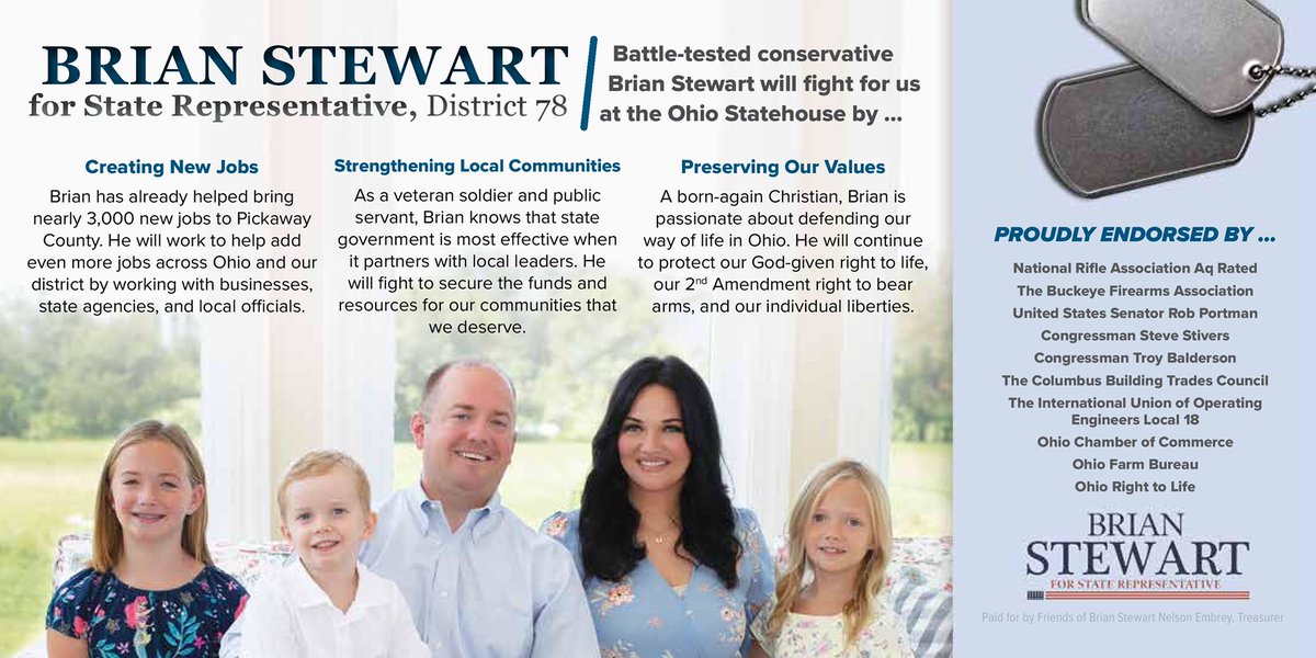 BrianStewartOH's tweet photo. Vote #StewartForOhio in Pickaway, Fairfield, Hocking, Morgan, Muskingum, and Athens counties. #OH78 https://t.co/1Lsf8CP7Kz