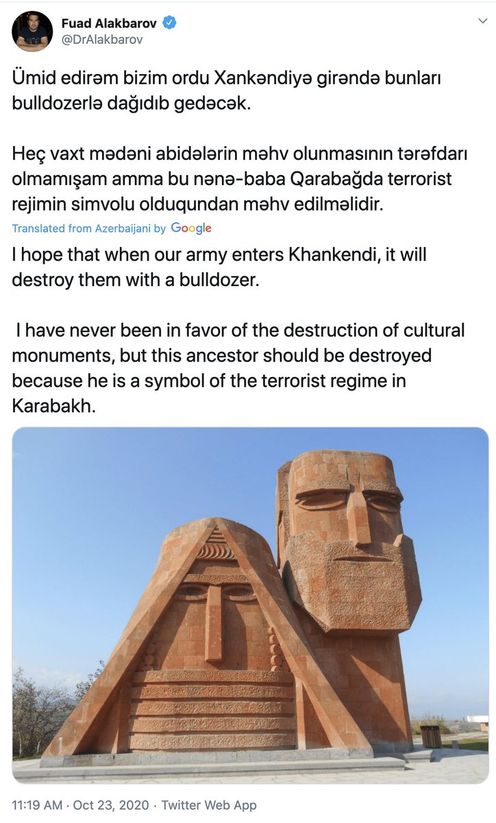 DrArtyomTonoyan's tweet photo. Nothing to see here, just a casual call for a cultural genocide https://t.co/QLAEvqJtdM