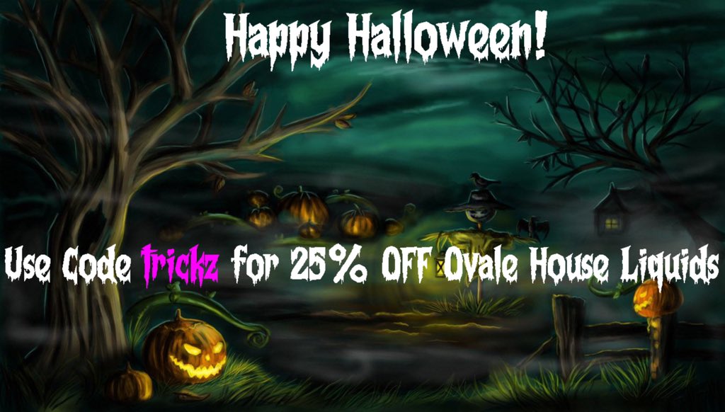 ovaleworld's tweet image. Check out our Halloween Deals on all of our Ovale House Eliquids! Use the code Trickz for 25% off! 👻💀🎃👹 
ovaleusa.com