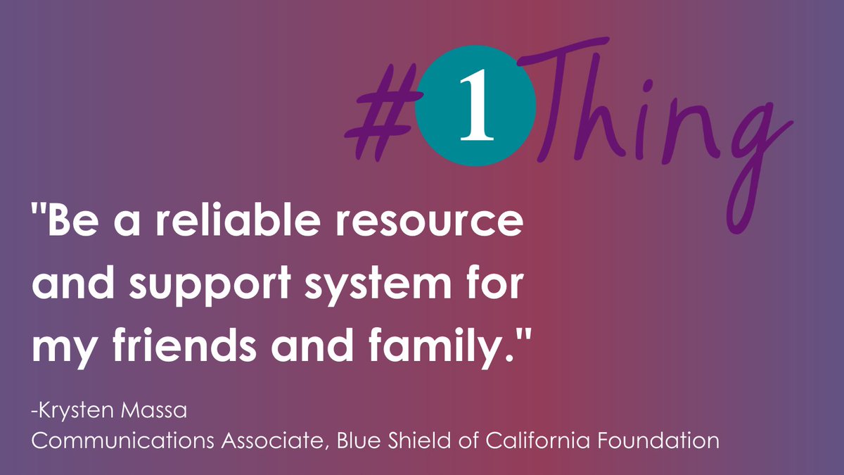 BlueShieldFound's tweet photo. Change can start with only #1Thing. One person’s actions may seem insignificant, but together a communities' collective “#1Things” can lead to real social transformation. What's the one thing you can do to end domestic violence? #DVAM https://t.co/GunVE68HuY