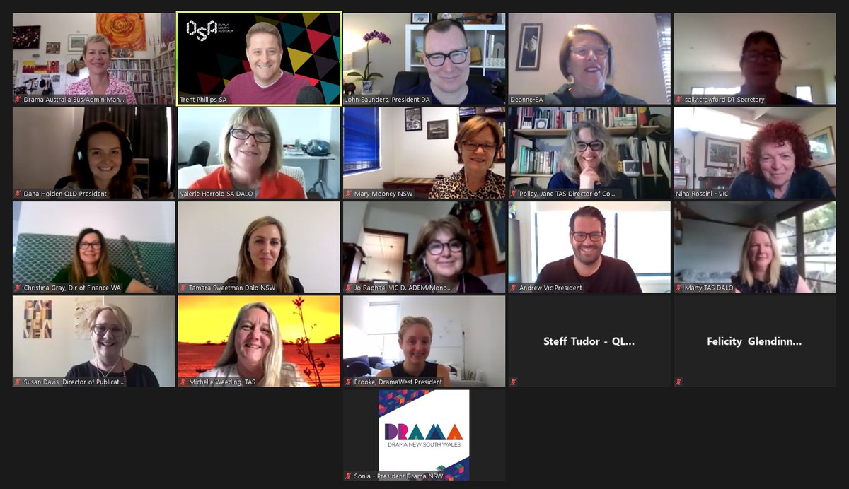 The weekend is off to a fantastic start with Drama Australia AGM. The 2020/2021 DA Board was elected ready to serve the Drama Education Community for the coming year. We want to say a big thank you for all of the state and territory Presidents and DALOs for joining us.