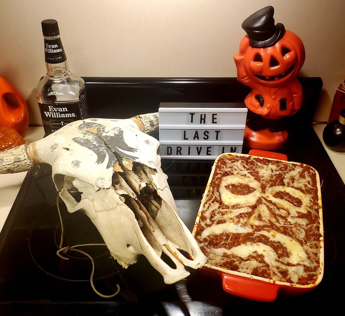 Tonight on the Mutant Mom Menu we summoned up 5 layers of Hell to bring you the Necro-lasagna-con: a combination of seasoned meat sauce, 4 different cheeses, pasta, and a face only a mother could love. <a href="/SetDarcyFree/">Darcy T. Mailgrrrl</a> <a href="/kinky_horror/">Diana “Darcy the Mail Ghoul” Prince 🎃💌</a> <a href="/therealjoebob/">Joe Bob Briggs</a>