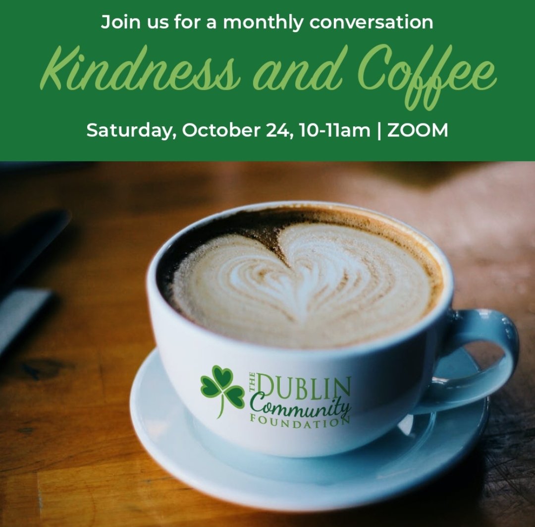 Join us for "Kindness and Coffee" - 10 a.m., Saturday, October 24, 2020. DM us for details. 
#Virtual 
#KindnessAndCoffee 
#SpreadingKindness
#Kindness #DublinOhio #Cbus