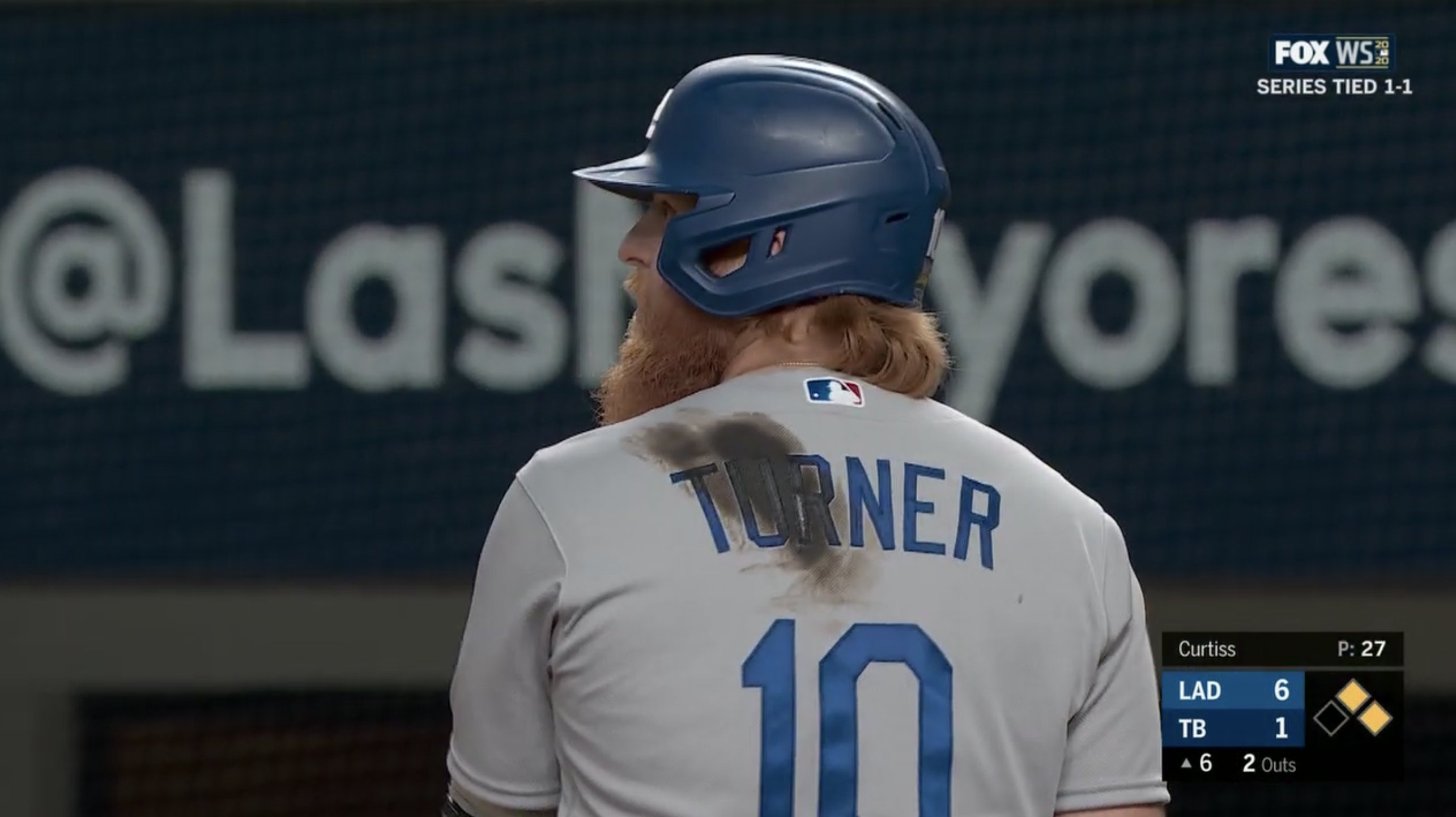 The Sporting News on X: There's a very simple reason why Justin Turner  always has a stain on his Dodgers jersey. 📰:    / X