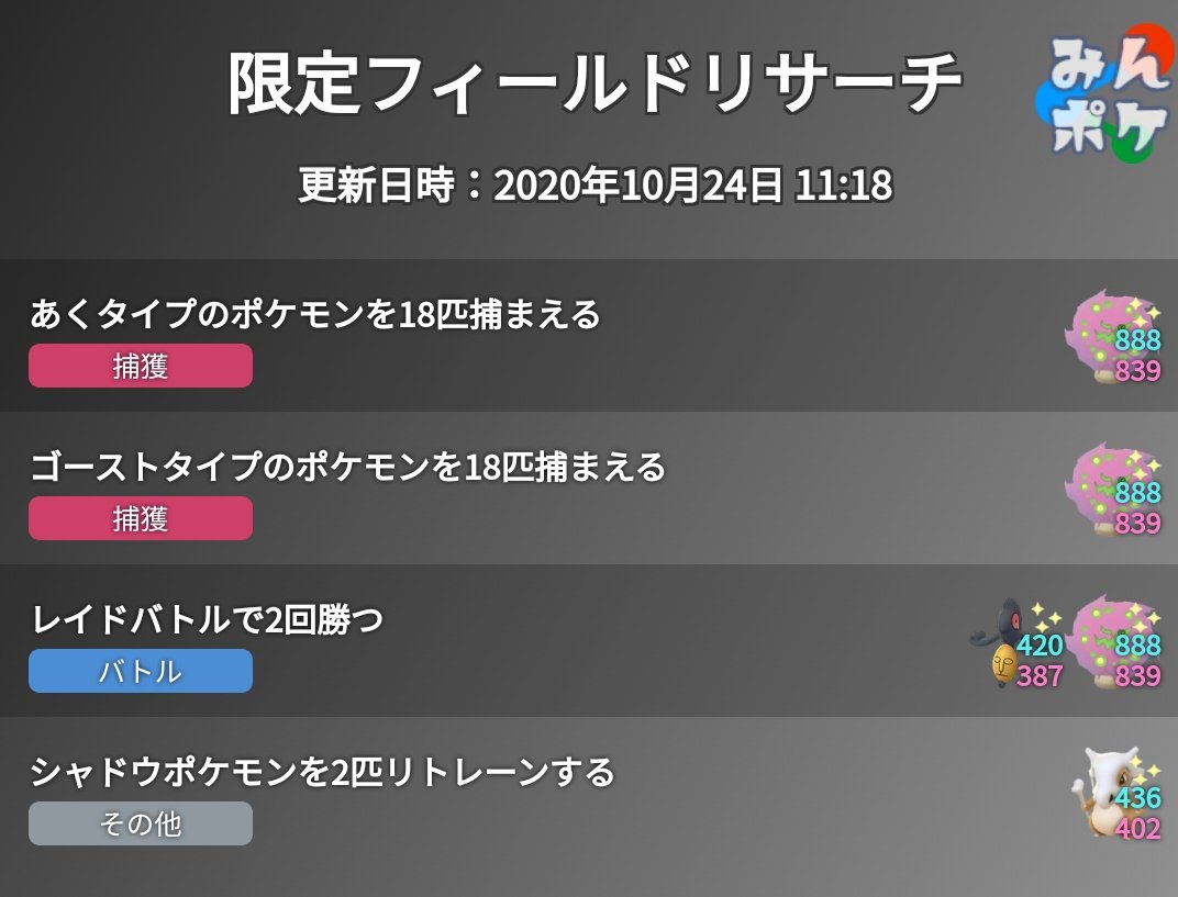 ポケモンgo攻略 みんポケ ミカルゲやデスマスがリワードに登場 ハロウィンイベント限定タスク T Co Sq3heaskiu ポケモンgo