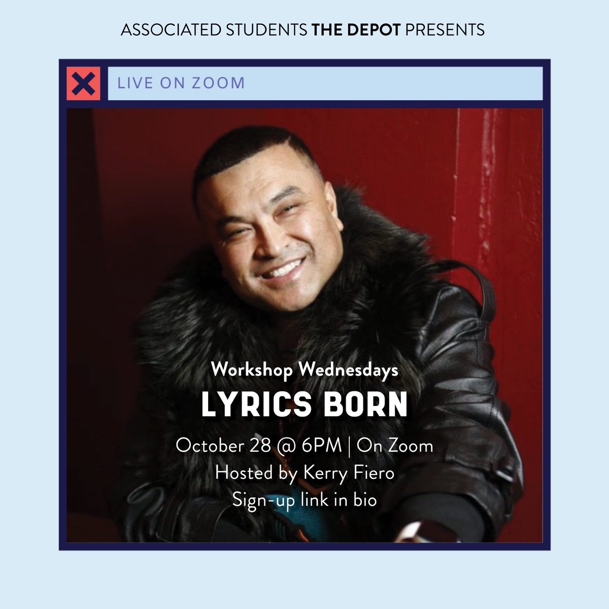 thedepotsf's tweet photo. Come hear from the MC, and man behind #DinnerInPlace and #MobileHomies, Lyrics Born (@lyricsborn) next Wednesday, Oct. 28th! 🎤🌶🥑📱
Sign-up now: https://t.co/wN9cC22KtT https://t.co/beDgqxMNPe