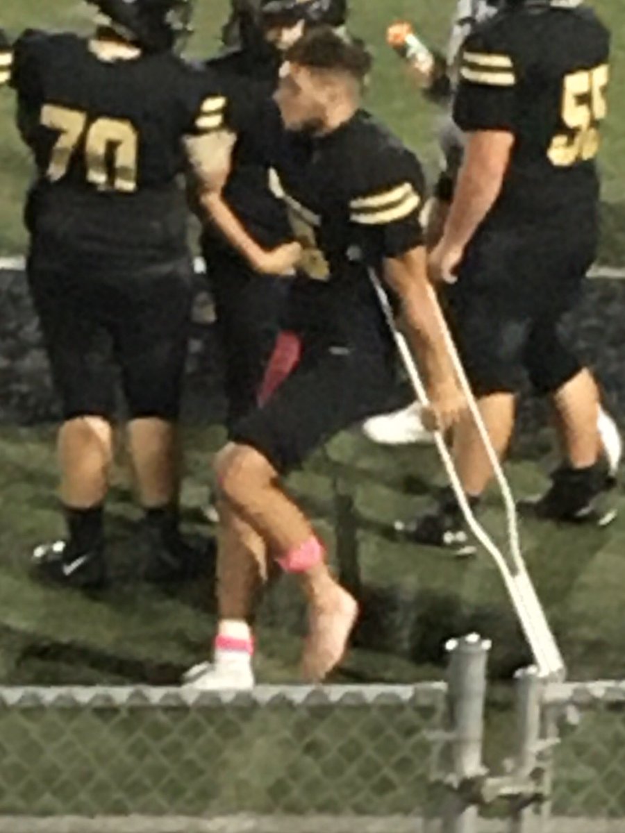SamDHallJr's tweet photo. Final @ko_goldeneagles @KOGoldenEagles over #Hopewell 52-34 @loganshrubb131 29 carries for 309 yds and 3 tds in the win but the story will now be if #Shrubb can play next week. He finished the game on the sidelines with crutches. #KONation says their prayers tonight #GetBetter13 https://t.co/VkYhtHY1vH