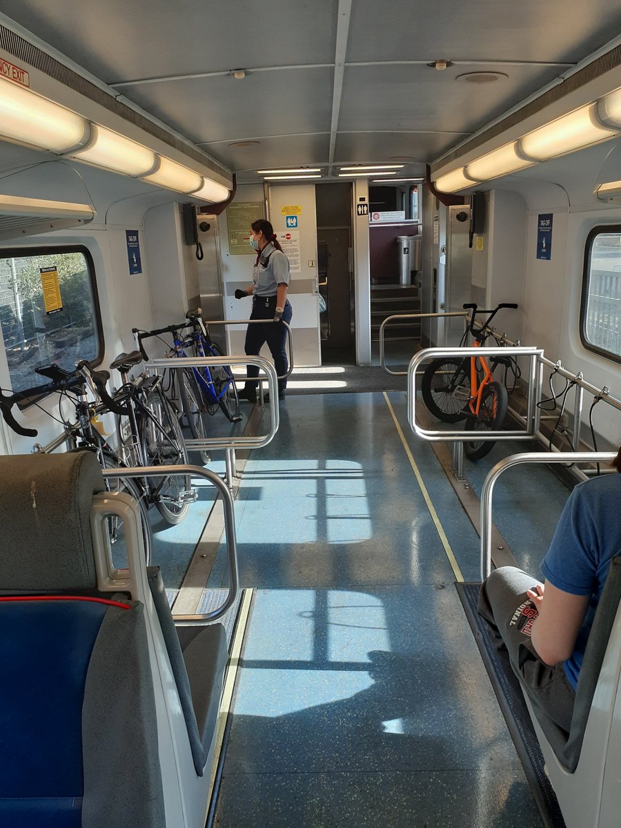 alevin's tweet photo. Two errands today, morning and afternoon. Caltrain not crowded but much less deserted. Everyone wearing masks. Phone bank this weekend to #savecaltrain, sign up here https://t.co/0mxdXHokVS