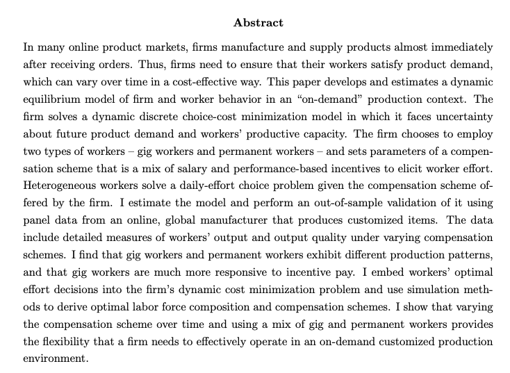 Michal HodorJMP: "Gig Workers and Performance Pay: A Dynamic Equilibrium Analysis of an On-Demand Industry"Website:  https://www.michalhodor.com/ 