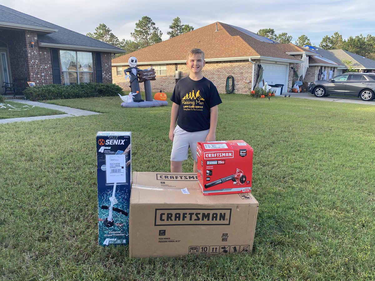 iamrodneysmith's tweet photo. Family,  Please help me in congratulating Aiden from Pensacola,FL on completing our 50 yard challenge by mowing 50 FREE lawns for the elderly, disabled,single parents &amp; veterans in his city. https://t.co/dVPV77WjsJ