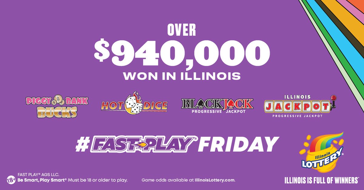 IllinoisLottery's tweet photo. Illinois won *deep inhale* MORE THAN $940,000 OVER SEVEN DAYS PLAYING FAST PLAY….Sorry for yelling, but that's a lot of wins. Find your closest retailer to play today. https://t.co/jjydVrURTW
#FastPlayFriday #IllinoisIsFullOfWinners https://t.co/wInK0si5Yh