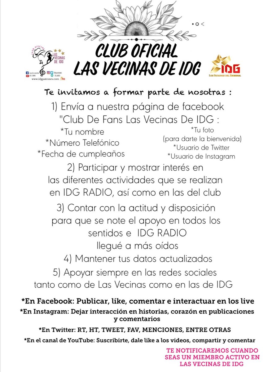 vecinasIdenGrup's tweet photo. Gente hermosa...
¿Te gustaría unirte en esta bonita familia?
Somos un club de fans dedicado al apoyo incondicional a todos los locutores de @IDGPatrones 💕
La mejor estación de radio OnLine
Te estamos esperando con los brazos abiertos
Escuchalos en https://t.co/waQaHV4kxk https://t.co/WdKxdthu3f