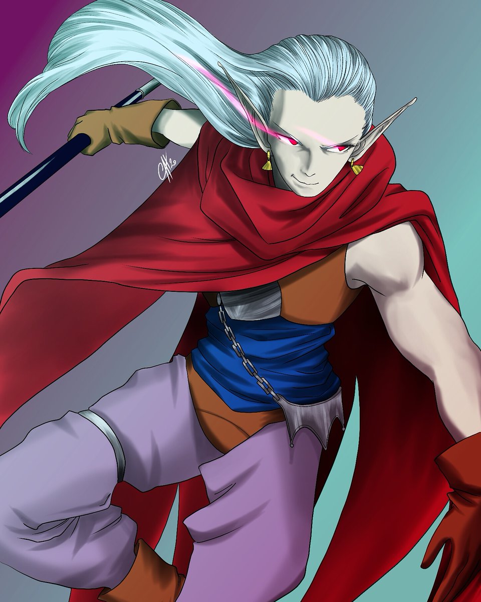 CarolinaTrifoni's tweet photo. Magus
from Chrono Trigger

Draw 6 from my Arttober 😀
#magus #chrono #lucca #marle #frog #chronotrigger #squaresoft #SquareEnix  #snes #game #rpg #activebattlesystem #akiratoriyama #akira #nobuouematsu #arttober #drawings #digitalart #digitalpainting #digitalartwork #Montevideo https://t.co/mKLA83VcqF