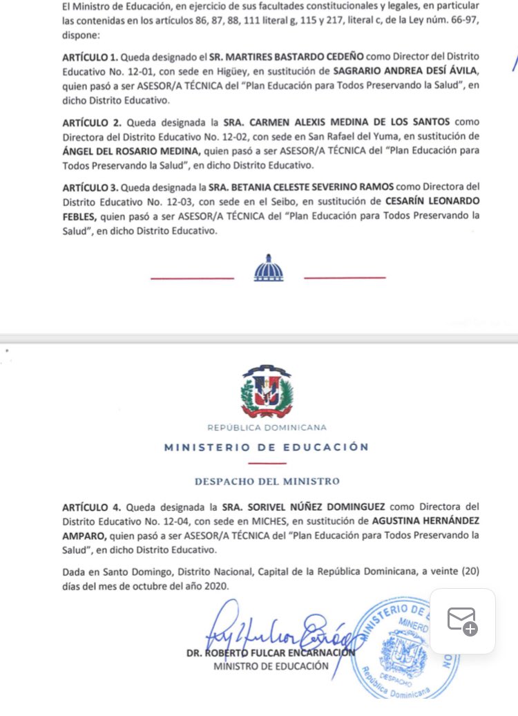 Distrito_1203's tweet photo. “Felicitaciones a Betania Celeste Severino Ramos designada directora del @Distrito_1203 #MinerdSeibo mediante la orden departamental 79-2020.  Como asesor técnico Distrital del PEPTPS 2020-2021 seguiremos sirviendo a nuestro pueblo y su sistema educativo” @cesarinleonar2 https://t.co/DRICRNzqJy