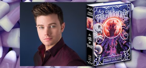 Chris Colfer and the cover of his book :A Tale of Witchcraft"