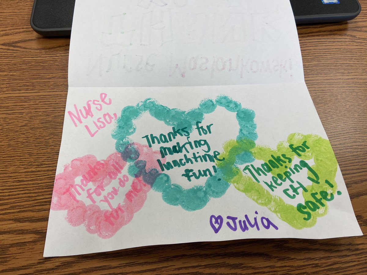 I got a wonderful Thank You card from one of my students today!! Mom said she picked out the colors! ❤️
