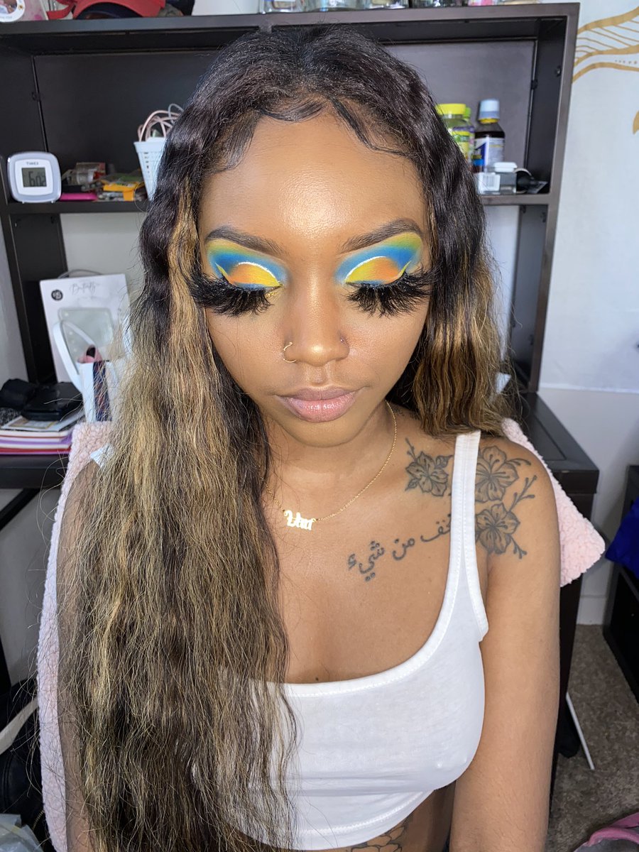 played in some colors today 💙🧡💛 what do y’all think ? 💕 book your hoco appointments with me 💞 #uwg #uwg22 #uwg23 #uwg24 #uwg20