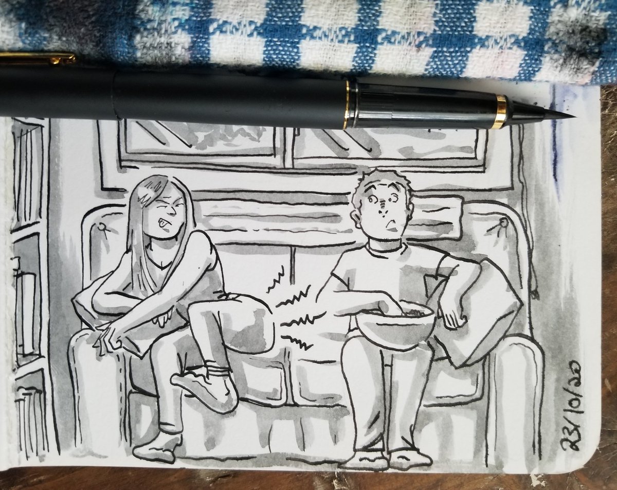 pwats's tweet photo. I had a much prettier idea for today's #inktober prompt of "rip", but @LKHeaney suggested I interpret it as "someone letting one rip" instead. You're welcome.
#inktober2020 #inktoberday23 #inktoberrip #letOneRip https://t.co/V1eJ40Vukj