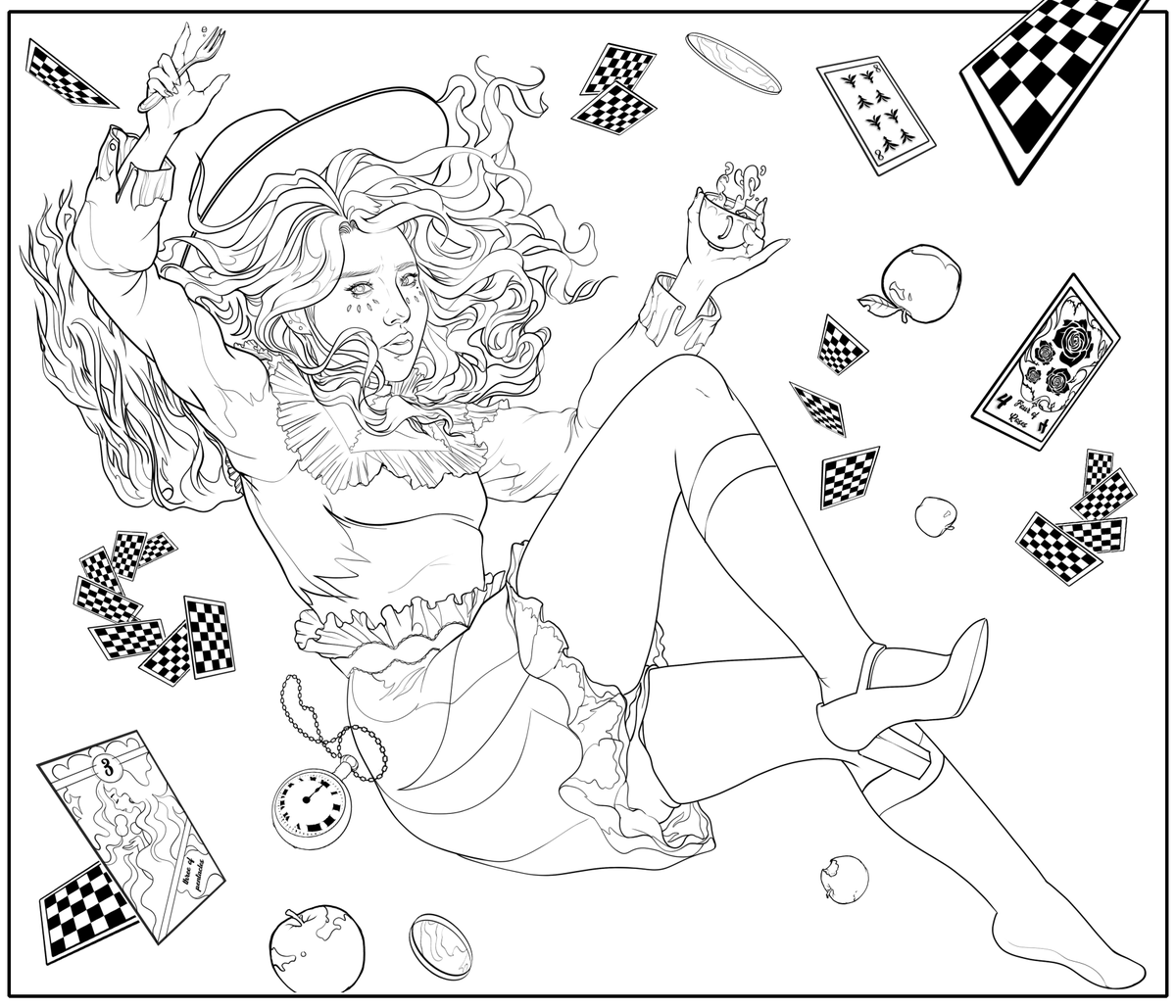 AdorallaRose's tweet image. #Orbitober2020 Day 23: "#Wonderland" #Heejin #lineart-- coloring later today on strim, probz @loonatheworld #loona
