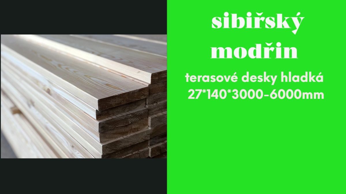 Terasové desky, sibiřský modřín, hladká/ hladká, AB: 495 Kč/m2 + dph.  tl.27mm * šr.140mm * dl.
 2000 / 3000/ 3500 / 4000 / 6000mm. Oboustranná, hladká deska.

rezivomodrin.cz/portfolio-item…