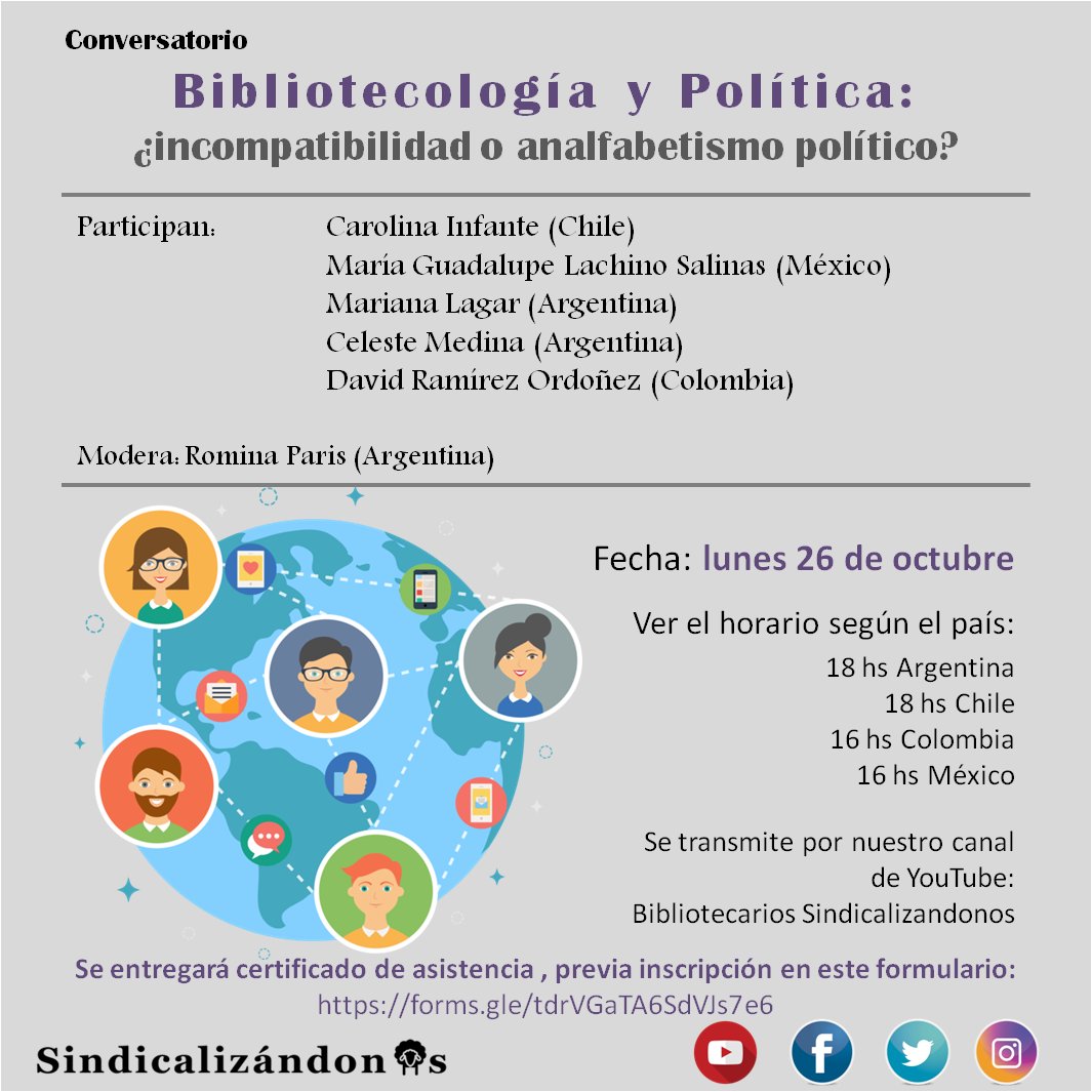 sbibliotecario's tweet photo. Más participantes del Conversatorio: Bibliotecología y Política ➡️https://t.co/2100eEsjB4💻📚 https://t.co/H7KE0pTvOB