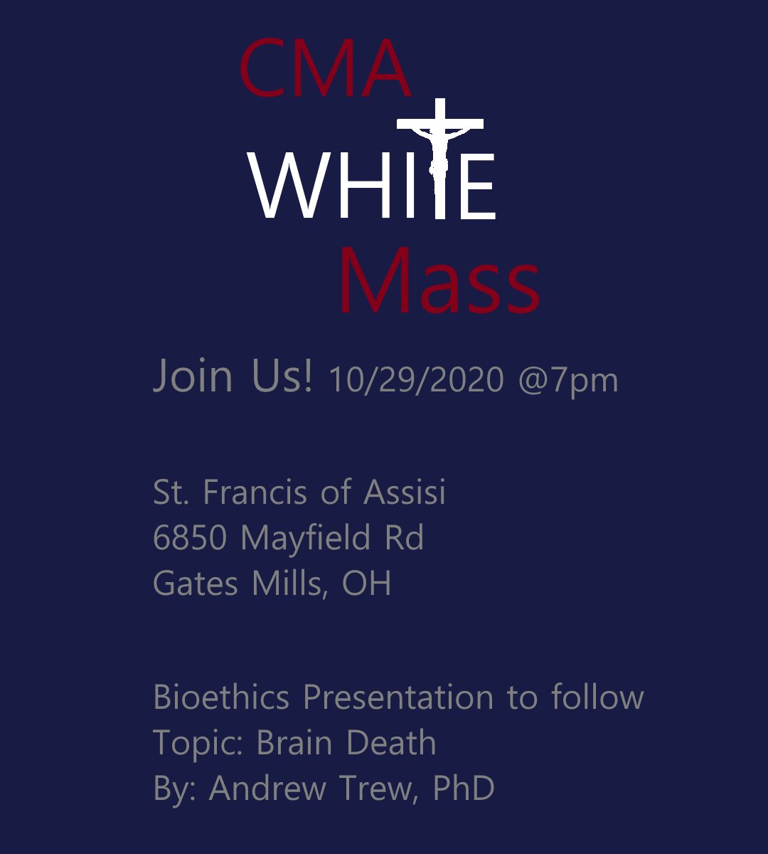 CLE_CMA's tweet photo. CMA White Mass 2020! Join Us! https://t.co/C5C4e9CEwY