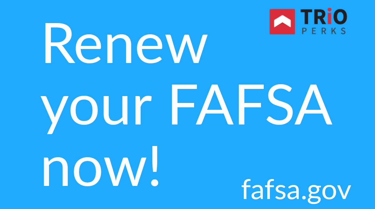 TRiOPerks's tweet image. It's #FAFSAfriday! You can use these FREE #FAFSA images to remind your #TRIOProgram participants to complete their application. #trioworks  👉 buff.ly/3dTxN9C