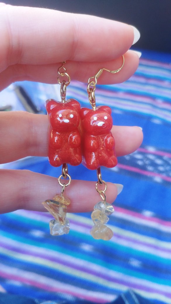 ANOTHER UPDATE???? YOU GUESSED IT!!!!!! some danglies for ya this time!! the gemstones on the candy-corn gummy bears are citrineeach pair is $20ea, but you can get 2 pairs for $30. venmo preferred, free US shipping.RTs appreciated!!!