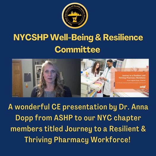 NYCSHP's tweet photo. A wonderful CE program last night by Dr. Anna Dopp from ASHP! 
#nycshp #healthsystempharmacists #nycshpnewpractitioners #newpractitioners #nationalpharmacyweek #pharmacytechnicians #pharmacystudents #collaboration #innovation #wellbeing #pharmacyleaders https://t.co/crZCQqNcy1