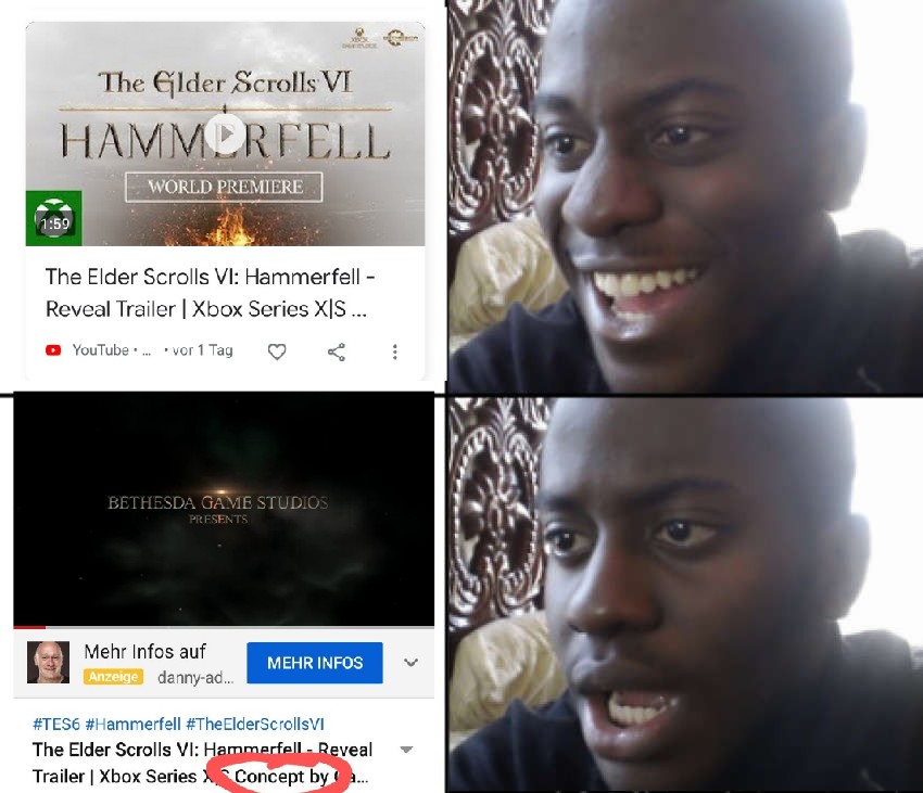 FeroxKyu's tweet photo. @CaptainHishiro 
You broke my fcking Heart! I totally thought it was legit! 😭😭😅

#elderscrolls6 #Bethesda #skyrim #hammerfell #gaming #heartbroken https://t.co/2ttNQNVrnY