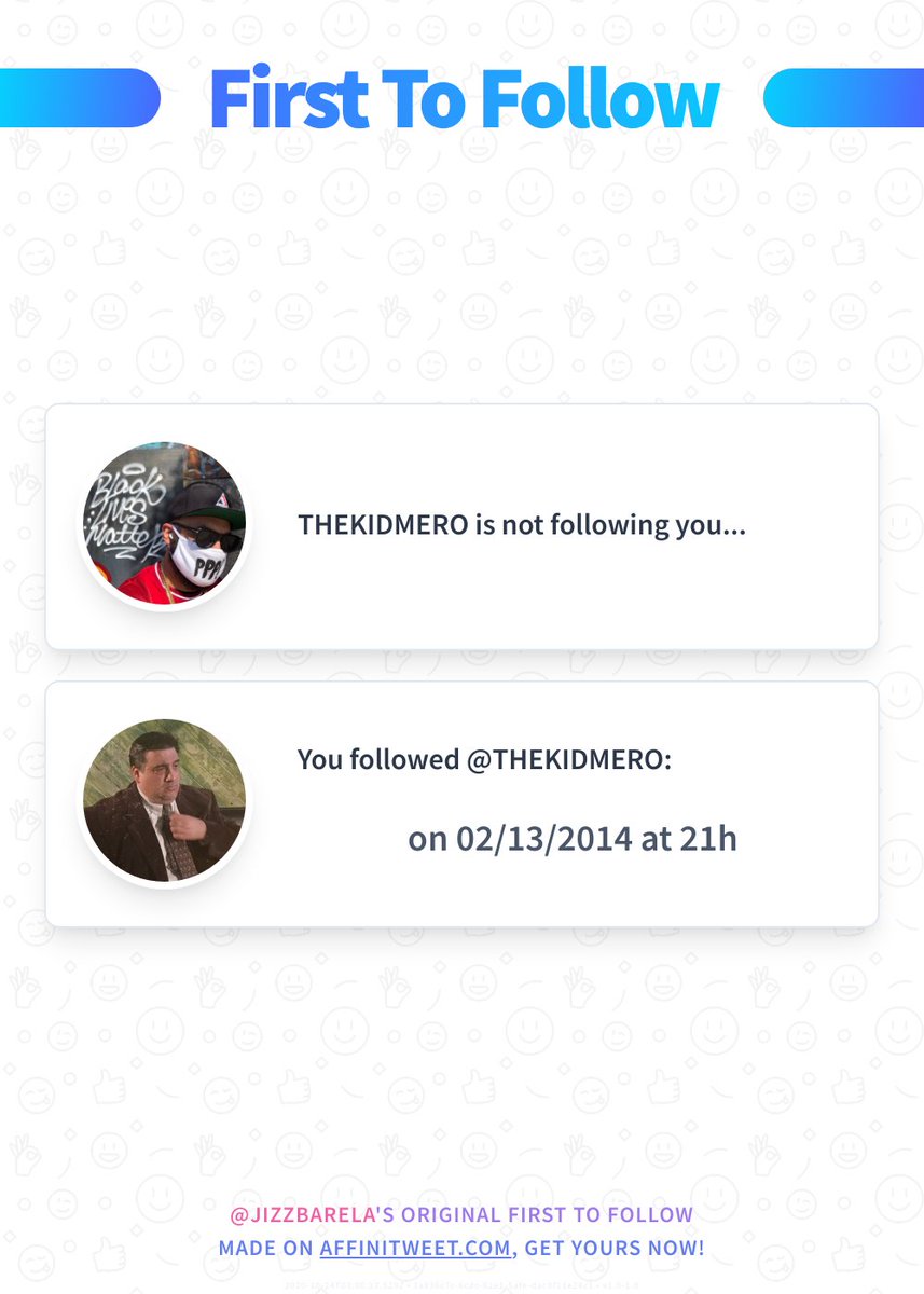 jizzbarela's tweet photo. ✨ First To Follow

THEKIDMERO is not following you...
You followed @THEKIDMERO on 02/13/2014 at 21:56:14.

➡️ https://t.co/VwHLectnPd https://t.co/wXKiJbqV0q