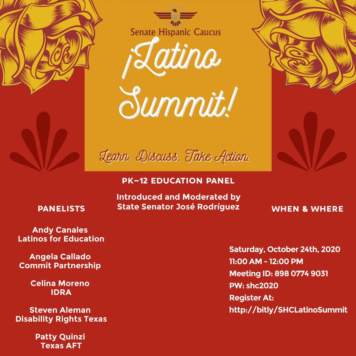 2020 Latino Summit • 11:00 AM – 12:00 PM: Prek-12 Education #txshc  #txlege  #txed