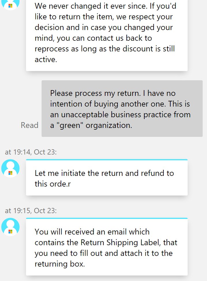 BradGroux's tweet image. Whelp, I am returning my #SurfaceDuo and won't be purchasing a new one. This is unacceptable behavior from a "green" company.

I'll buy a used one second hand at some point in the future, I won't take part in this waste. Be better, @Microsoft.