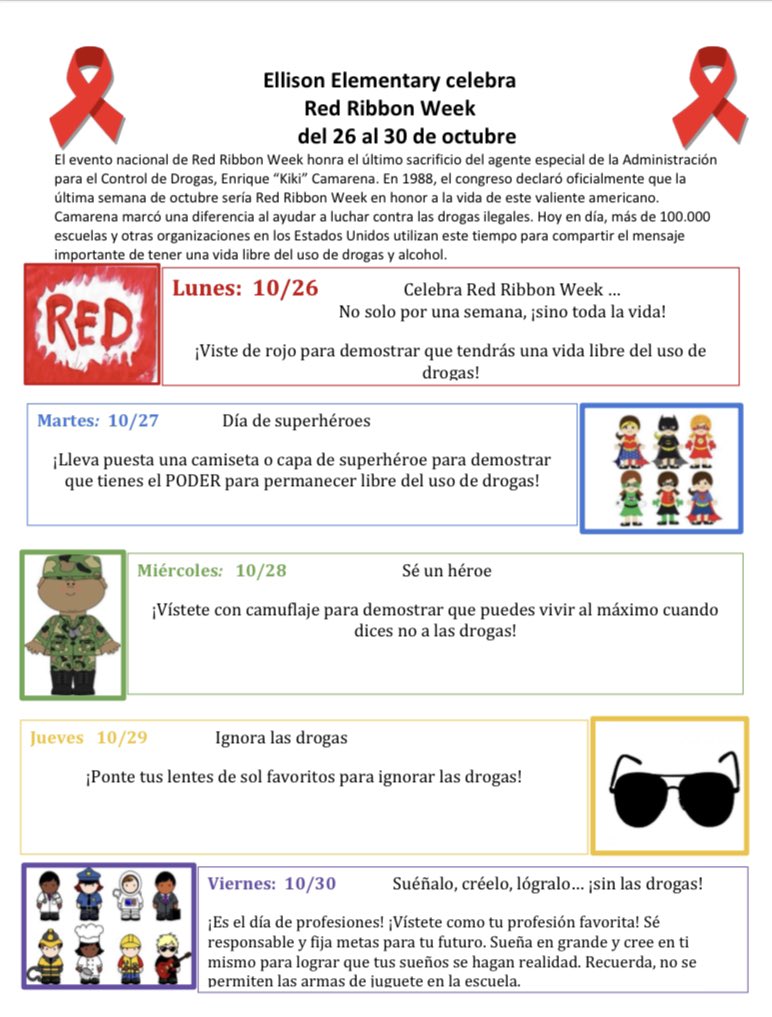 GuidanceEllison's tweet photo. Ellison Bees celebrate Red Ribbon Week, Oct. 26- Oct. 30! @NISDEllison https://t.co/99NemZZP7p
