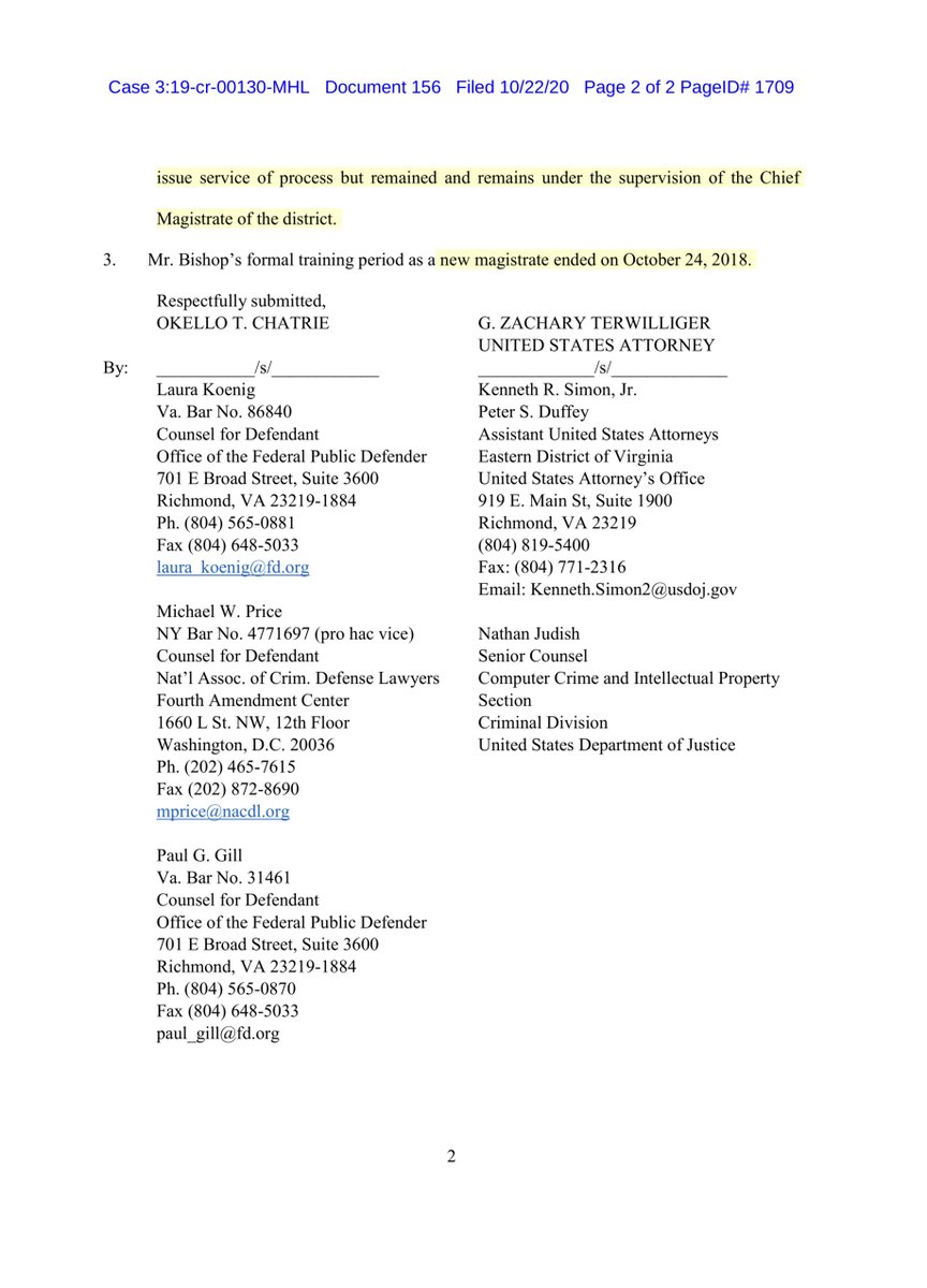 Yes friends even on vacation I still try to keep up -yesterday a Status (in person) Conference was held.The following Stipulation was entered It is a BFDI’m pretty sure it attacks the premise of the original warrant & subsequent warrants re GeoFencing https://ecf.vaed.uscourts.gov/doc1/189110818953