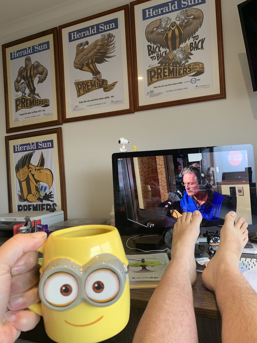 mrajw2's tweet photo. @Coodabeens Grand Final  morning done right.  Watching them live with a coffee in the office. #coodabeens #aflgrandfinal https://t.co/gyY1DKkjH3