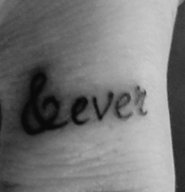 So my wife and I have said forever and ever since we got engaged. It is super normal for one of us to say the first half and the other finish it. We decided to get it tattooed on us as a wedding band. Lucky to have her!