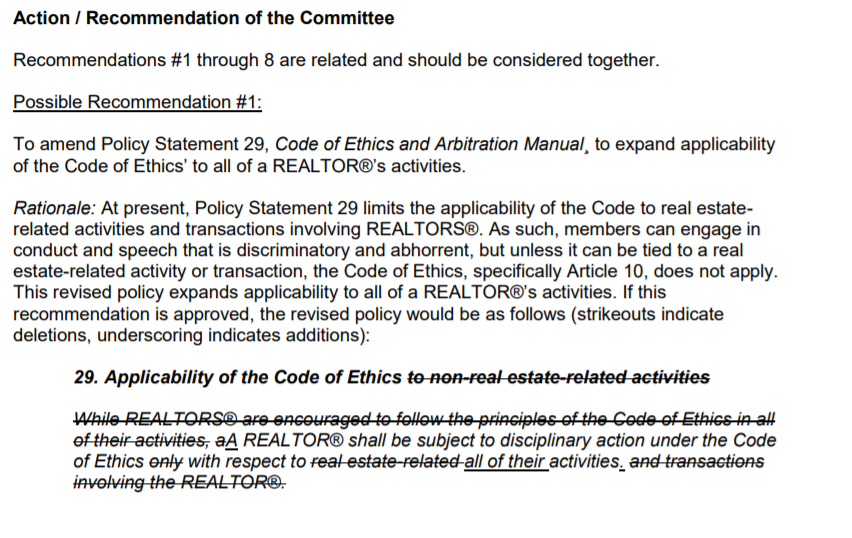 You can also see the draft of the specific proposal here (pdf), which I assume will start changing rapidly as soon as any scrutiny shows up on it (I've downloaded this version): https://cdn.nar.realtor/sites/default/files/documents/October%202020%20PSC%20Agenda%20with%20Appendices%20v2.pdf