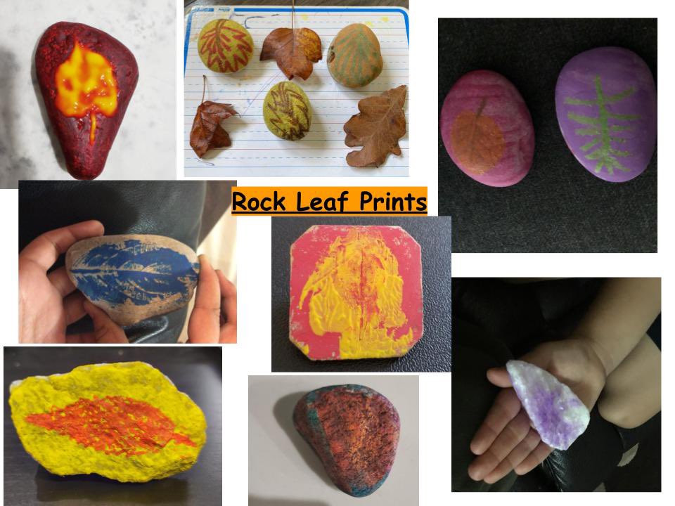 OK2- Our leaf prints on painted rocks after we learned the parts of a leaf! <a href="/ElishaMalyk/">Elisha Malyk</a> <a href="/PteBuckamSingh/">Pte. Buckam Singh Public School</a>