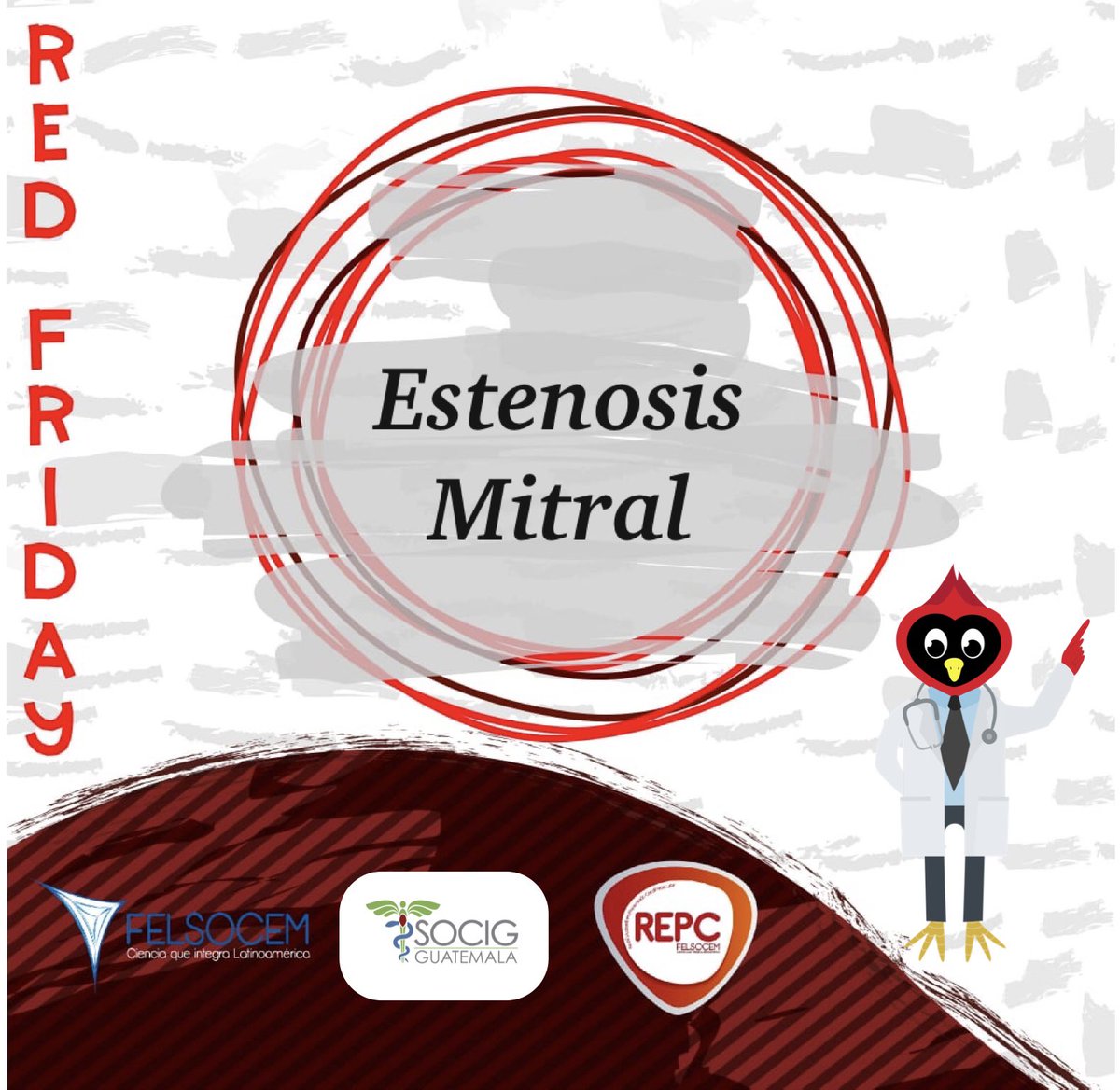 repcfelsocem's tweet photo. ¡Buenas tardes, familia FELSOCEM!🌎💙
Aquí seguimos con nuestros Viernes Académicos al mejor estilo que solo REPC🍓 te puede ofrecer, nada más y nada menos que otra edición de los Red Friday

En esta ocasión presentamos: 

Estenosis Mitral

Bibliografía: https://t.co/ILTeXTVsHg