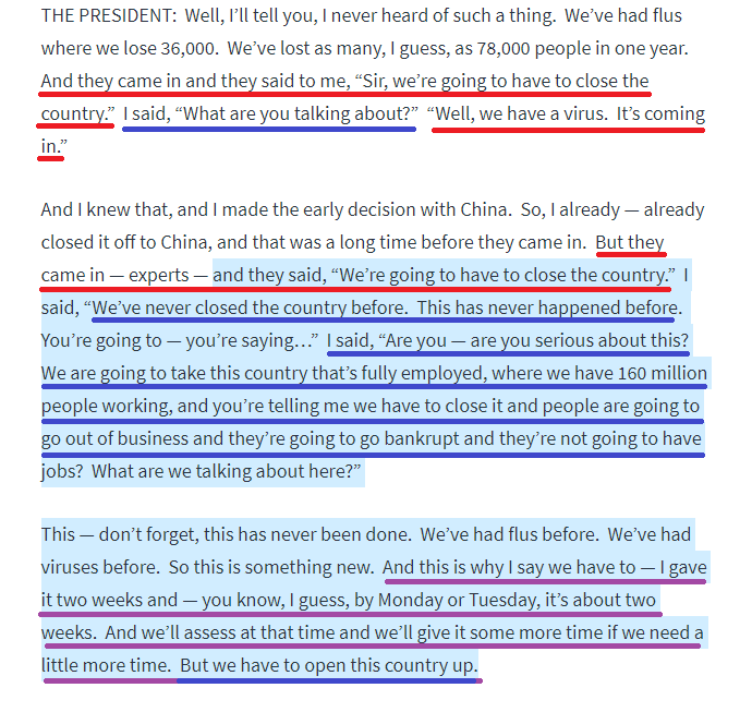 Governors are in charge of their state ~ including being prepared for national & natural emergencies. States like California and NY decided it was cheaper to close hospitals and sell off PPE and ventilators. https://whitehouse.gov/briefings-statements/remarks-president-trump-vice-president-pence-members-coronavirus-task-force-fox-news-virtual-town-hall/?utm_source=twitter via  @whitehouse
